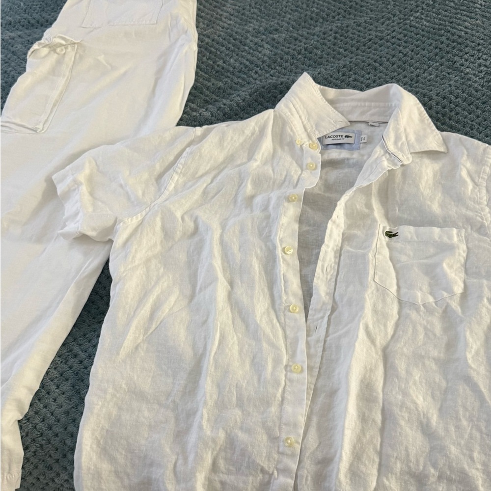 Lacoste White Casual Button Down Shirt